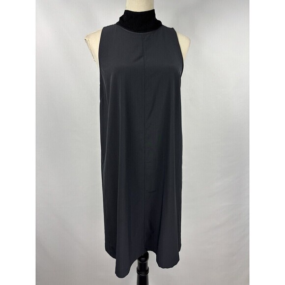 Athleta Initiative Sleeveless Dress Black Small High Neck Exposed Zipper - Picture 11 of 11